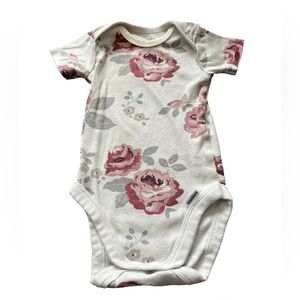White, Pink, Gray, and Brown Gerber Modern Moments Organic Onesie Floral Design